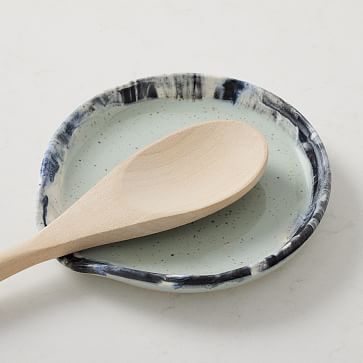 Casafina Blue Speckled Spoon Rest, Stoneware, Dishwasher-Safe on