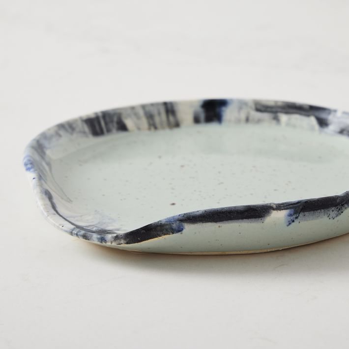 Casafina Blue Speckled Spoon Rest, Stoneware, Dishwasher-Safe on