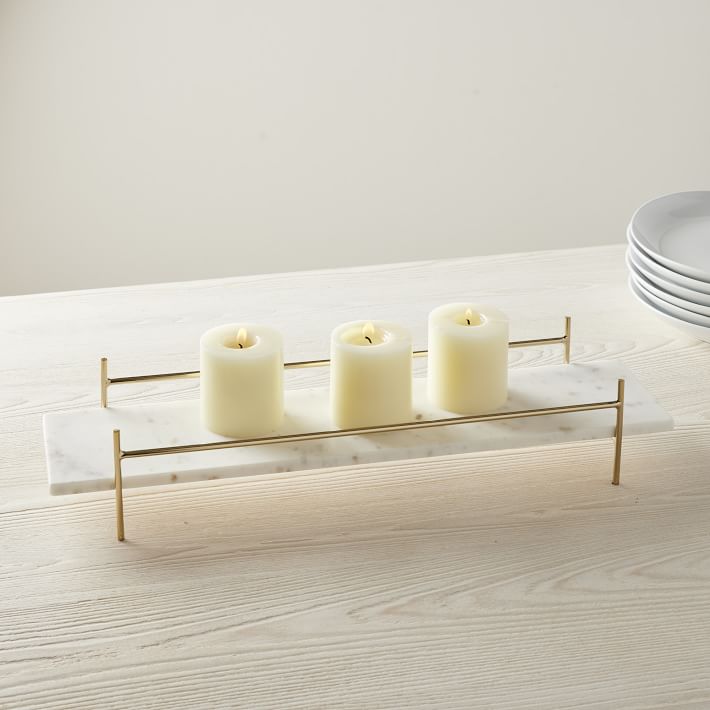Corinth Brass & Marble Elevated Centerpiece West Elm
