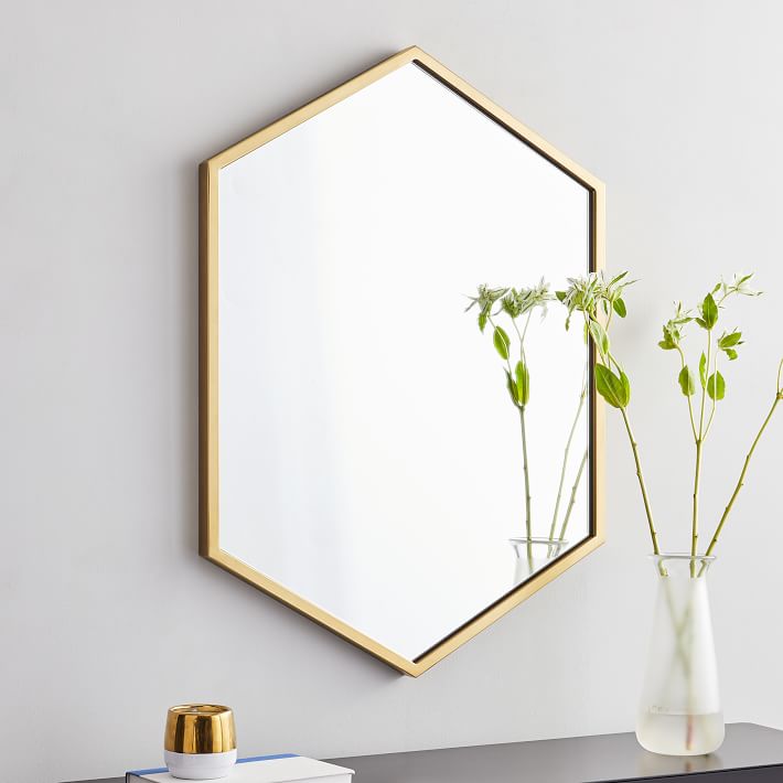 Metal Frame Hexagon Mirror - 24"W x 34"H