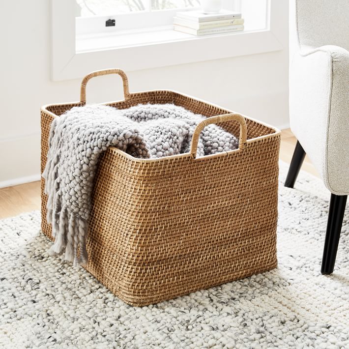 Modern Weave Rattan Basket - West Elm