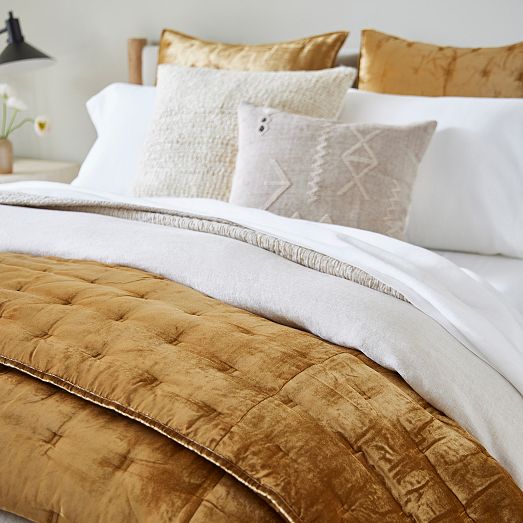 Lush Velvet Tack Stitch Quilt & Shams | West Elm