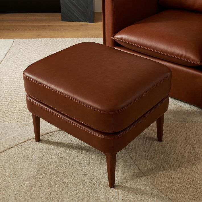 Auburn Leather High-Back Chair Ottoman | West Elm