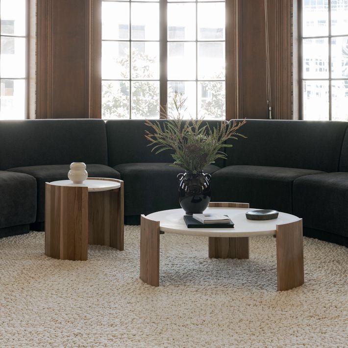 Curved Wood Legs Coffee Table Modern Living Room Furniture West Elm