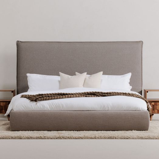 Simple Modern Upholstered Bed - Cream