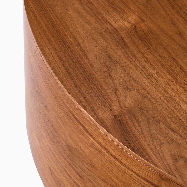 Volume Round Drum Coffee Table Wood Modern Living Room Furniture