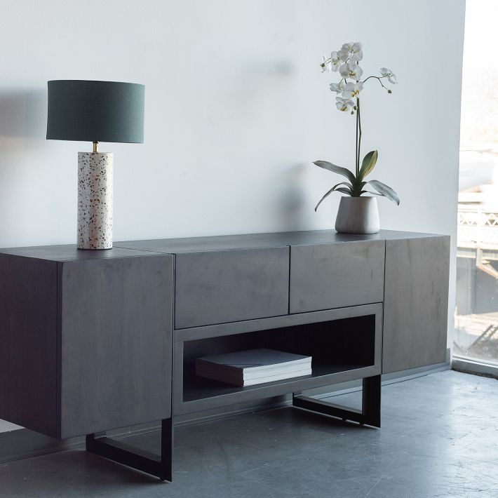 Modern Solid Wood & Iron Media Console West Elm