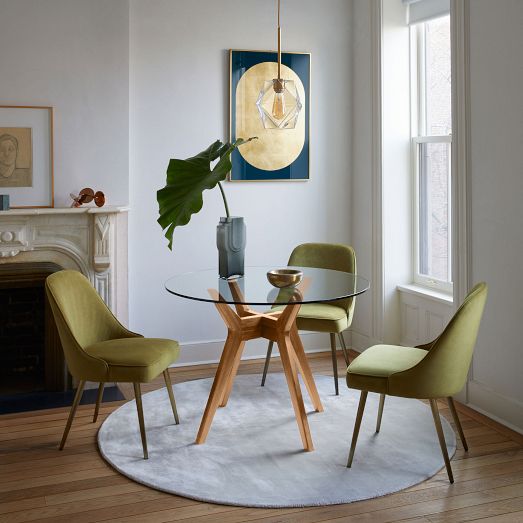 Mid-Century Rounded Expandable Dining Table (42–80)