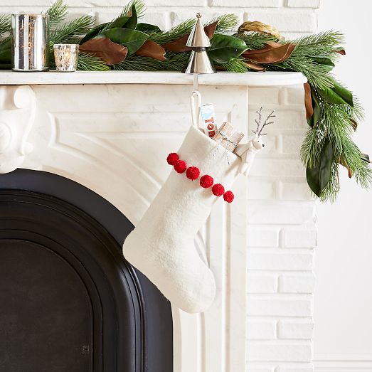 Pom Pom Felt Stockings | West Elm