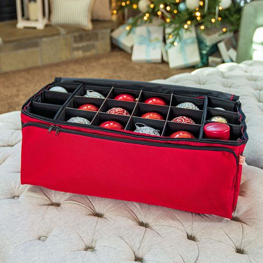 Christmas Ornament Storage Box w/ Adjustable Dividers