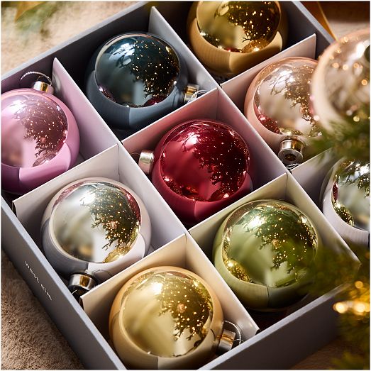 Decorator Glass Ball Ornament Box (Set of 9) West Elm