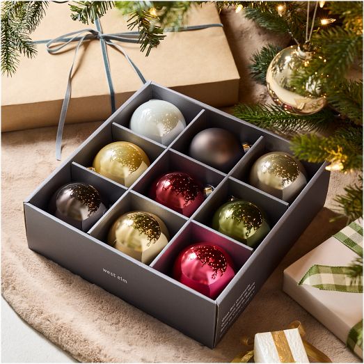 Pure Glass Ball Ornament Box (Set of 9)