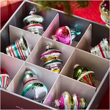 Modern Glass Ball Ornament Box (Set of 9)