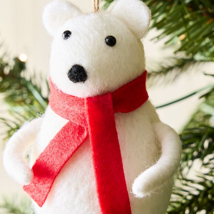 Felt Polar Bear Ornament | West Elm