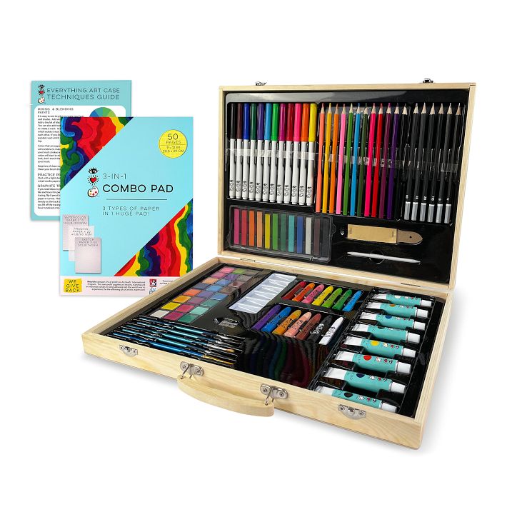 Art Set With Wood Case For Kids Teen Deluxe Wooden Box Artist