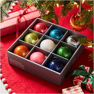 Modern Glass Ball Ornament Box (Set of 9)