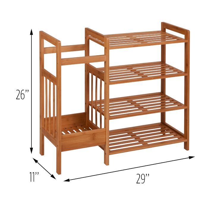 Latitude Run® 4-tier Shoe Rack With Umbrella Stand, Free Standing Entryway  Organizer With Bamboo Frame, Multifunctional Shoe Shelf For Entryway Hallway  Living Room Staircase