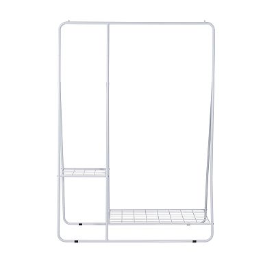 Freestanding Closet Organizer, Industrial 3 Rod Garment RackWhite