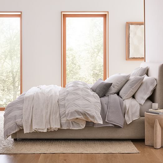 Organic Cotton Striped Pintuck Duvet Cover & Shams West Elm