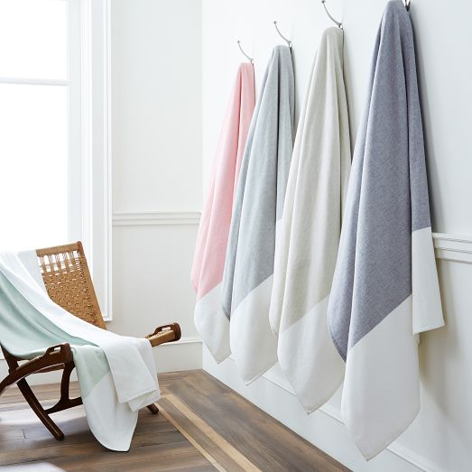 Melissa Linen, Bath Towels, Quick Dry and Absorbent Cotton Towel for Bathroom, Set of 2, Ocean Blue