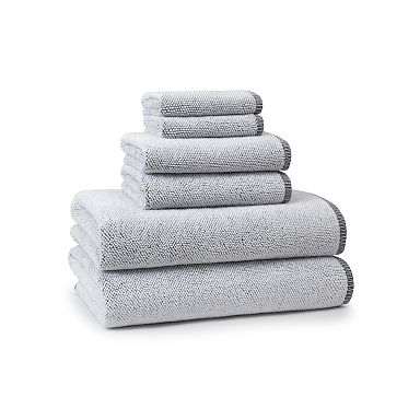 Noble Linens 6 Piece Farmhouse Cotton Bath Towel Set, White