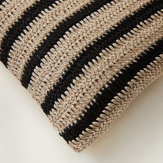 Crochet Linen Stripe Pillow Cover | West Elm