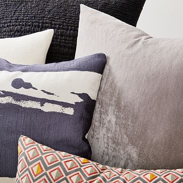 Gray & Blue Patterned Pillow Cover Set | West Elm