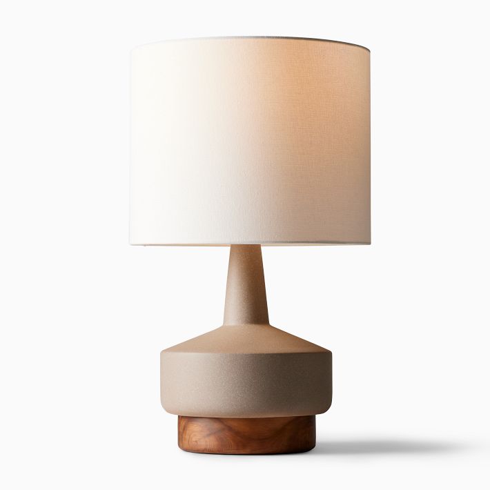 Wood & Ceramic Table Lamp (22")