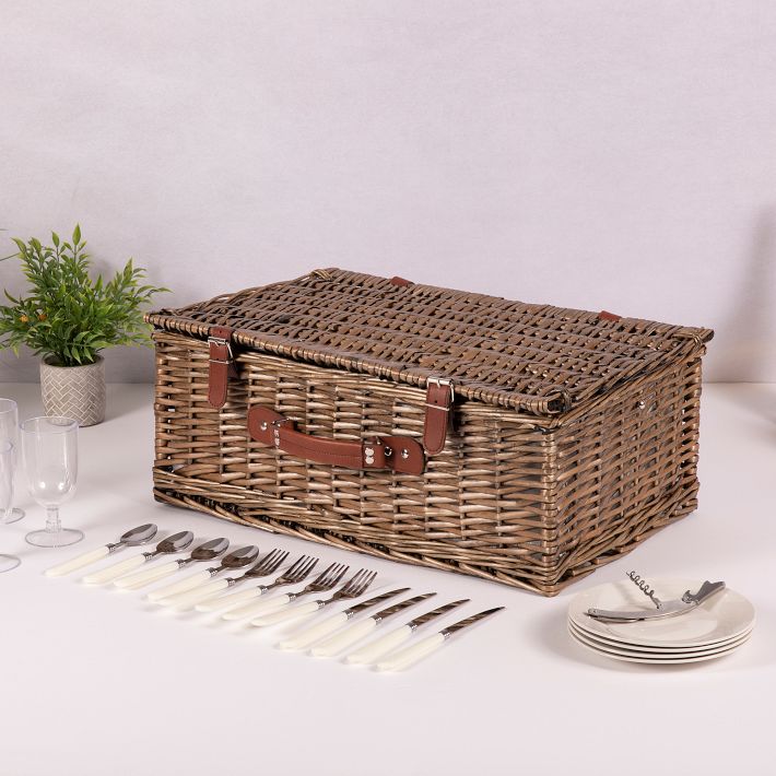 Picnic Time Providence Woven Picnic Basket for 4