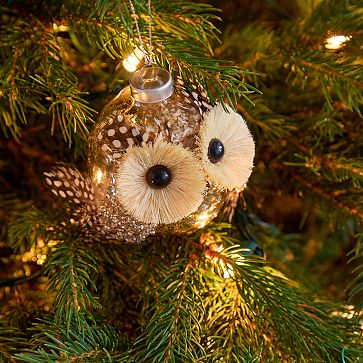 Owl Glass Ball Ornament | West Elm