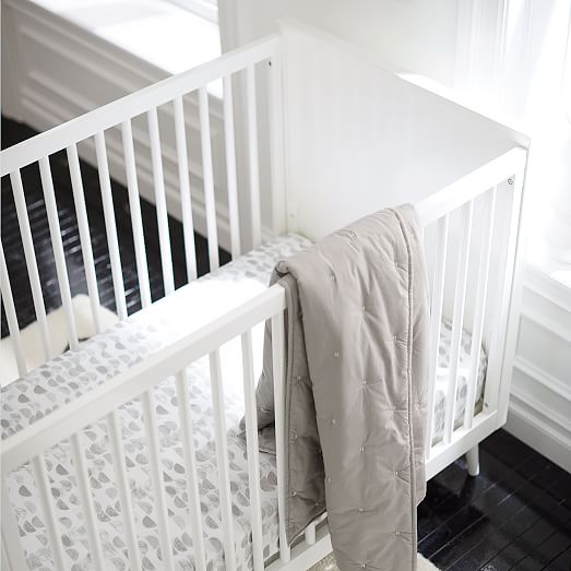Organic Half Moon Crib Fitted Sheet Platinum, Baby Bedding West Elm