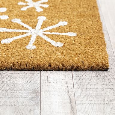 Snowflakes Doormat, Christmas Holiday Rug, Outdoor Welcome Mat