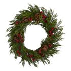 Faux Cypress w/ Berries & Pine Cones Wreath | West Elm