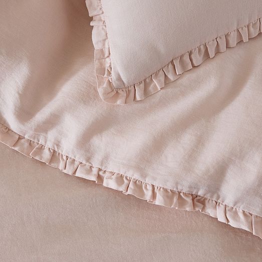 European Flax Linen Ruffle Duvet Cover & Shams | West Elm