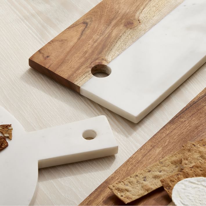 Luxurious White Marble and Wood Cutting Board Platter Restaurant Wholesale  Laser Engraved - Teals Prairie & Co.®
