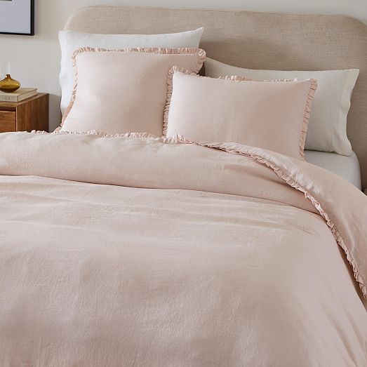 European Flax Linen Ruffle Duvet Cover & Shams | West Elm