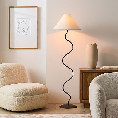 Metal Base Fabric Shade Corner Standing Modern Floor Lamps for