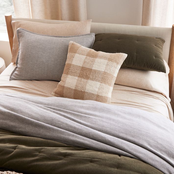 Organic Flannel Herringbone Duvet Cover & Shams | West Elm