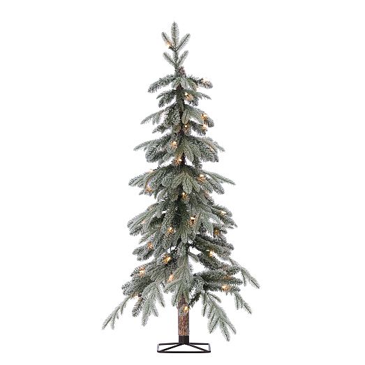 PreLit Faux Natural Cut Flocked Alpine Tree West Elm