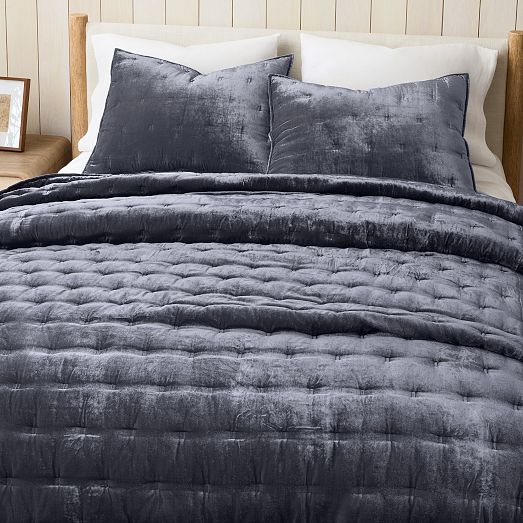 Lush Velvet Tack Stitch Quilt & Shams | West Elm