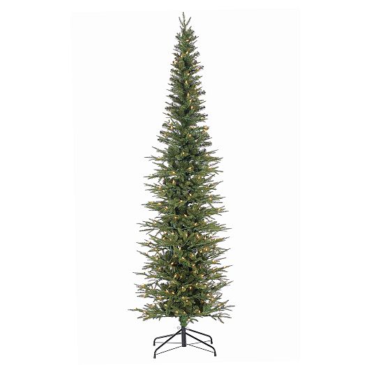 Pre-Lit Faux Natural Cut Narrow Lincoln Pine Tree | West Elm