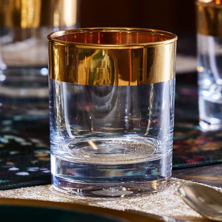 Gold Rim Old Fashioned Whiskey Glass