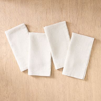 Set 6 Grid Linen Cloth Napkins, Check Wedding Napkins, Dinner