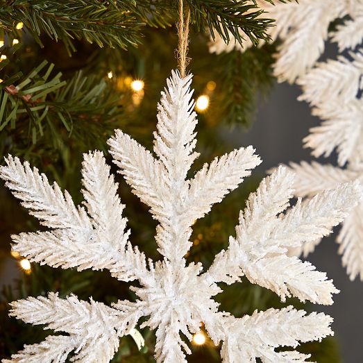 Fluffy Glitter Snowflake Ornament | West Elm