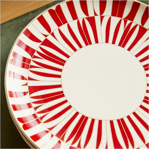 Red Geo Stoneware Dinner Plate Sets West Elm