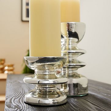 Modern Mercury Glass Pillar Holders | West Elm