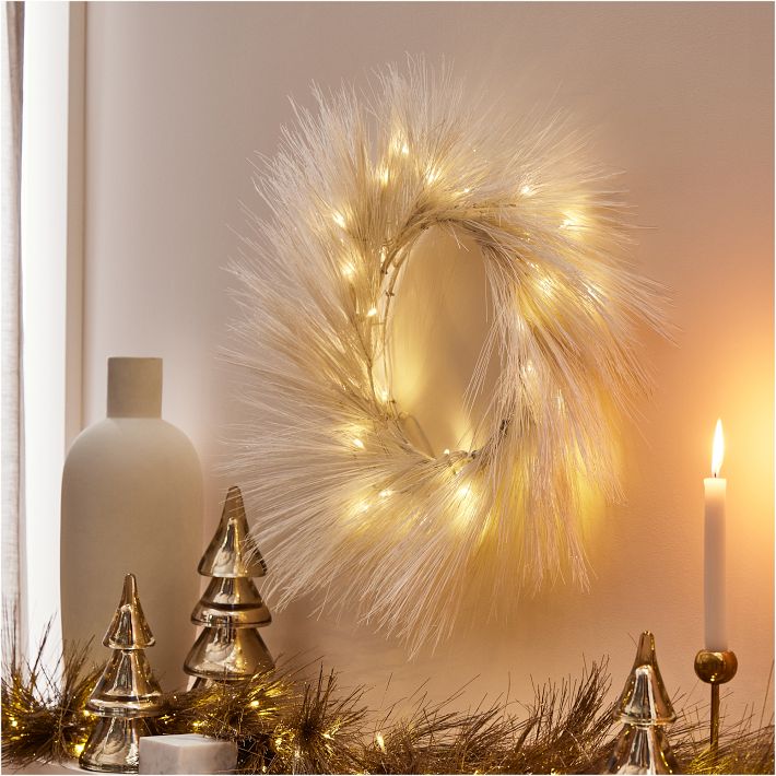 Light-Up Pine Needle Wreath | West Elm