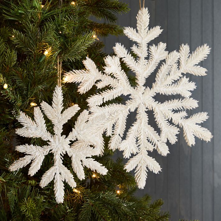 Fluffy Glitter Snowflake Ornament | West Elm