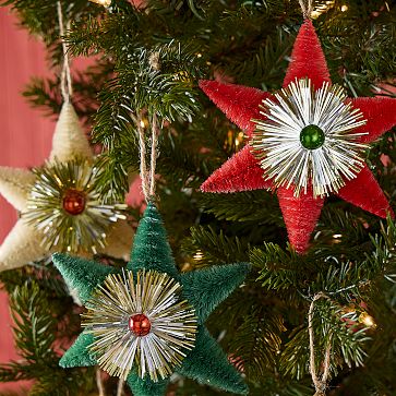 Modern Bottlebrush Star Ornaments | West Elm