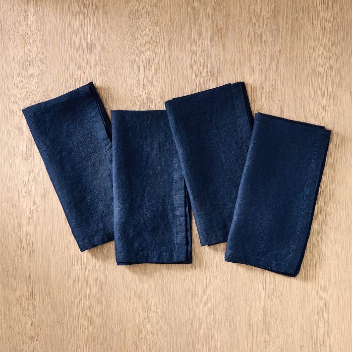 European Flax Linen 20" x 20" Napkin Set - Midnight Blue - Set of 4